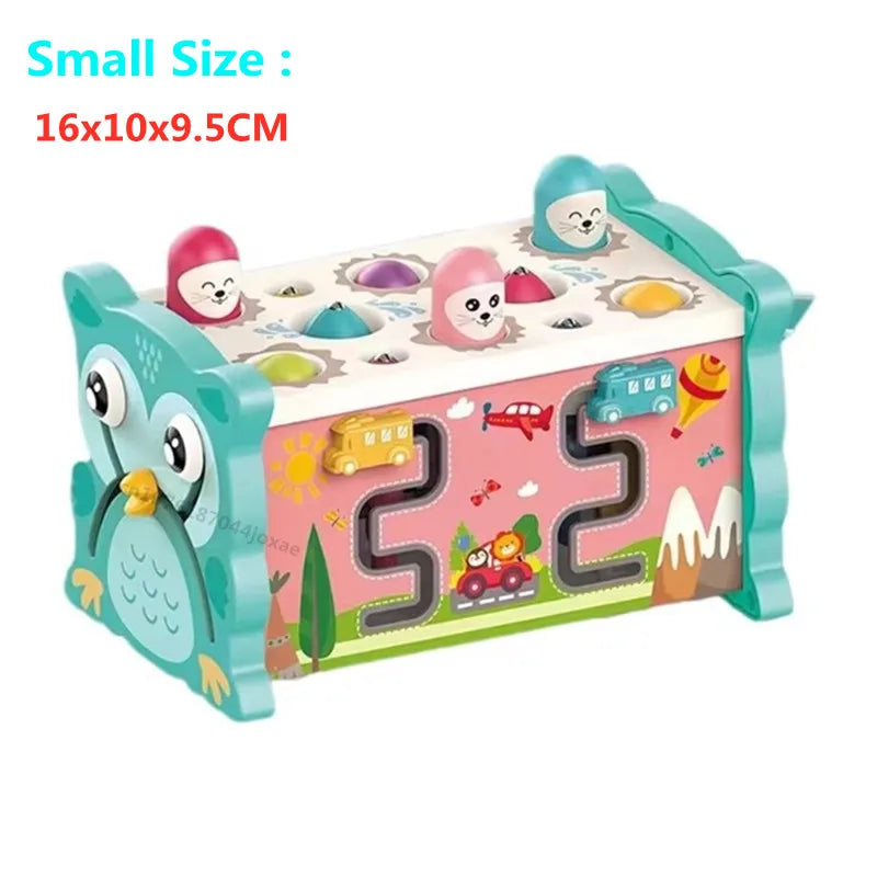 Montessori Owl Activity Cube – Magnetic Fishing, Clock & Hammer Music Puzzle