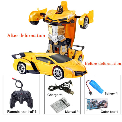 2-in-1 RC Transforming Car Robot – One-Key Deformation 360° Spin (2.4G, Lights)