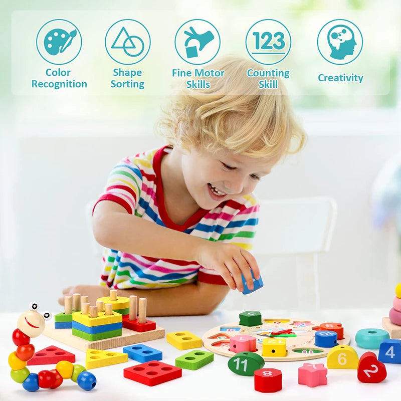 Montessori Wooden Puzzle Set (5–6pcs)