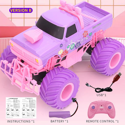 Pink 2.4G RC Pickup Truck – Climbing Stunt Car, Drop-Resistant Off-Road Toy (3.7V 500mAh)
