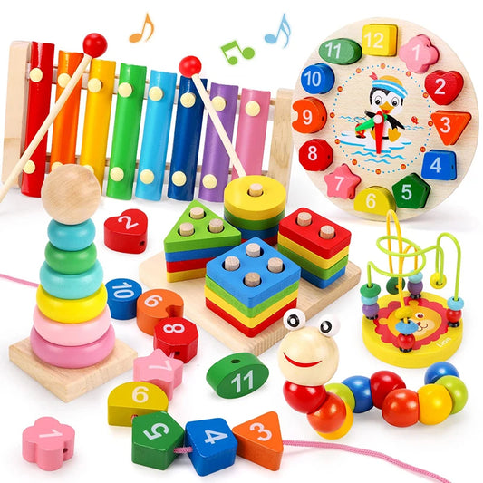 Montessori Wooden Puzzle Set (5–6pcs)
