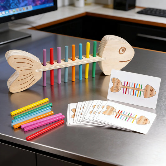 Wooden Fishbone Color Matching Balance Toy