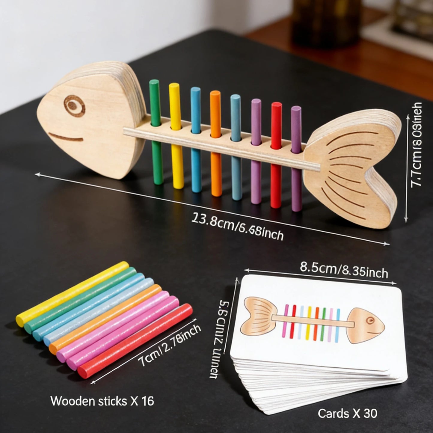 Wooden Fishbone Color Matching Balance Toy