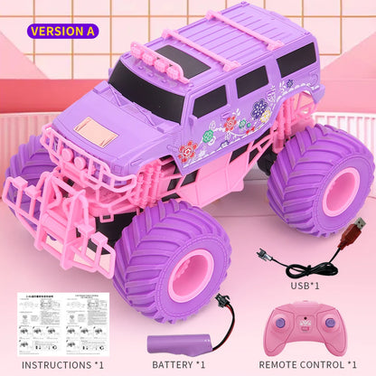 Pink 2.4G RC Pickup Truck – Climbing Stunt Car, Drop-Resistant Off-Road Toy (3.7V 500mAh)
